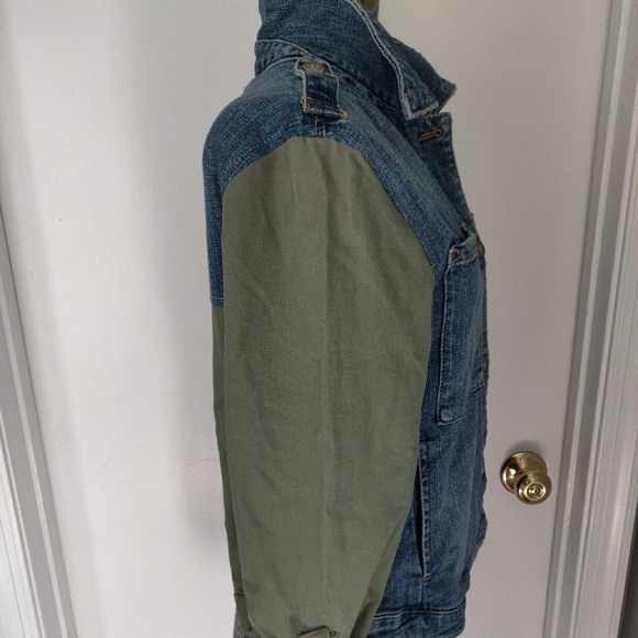 Anthropologie Pilcro Denim & Military Green Trucker Jacket Size S - Picture 3 of 5